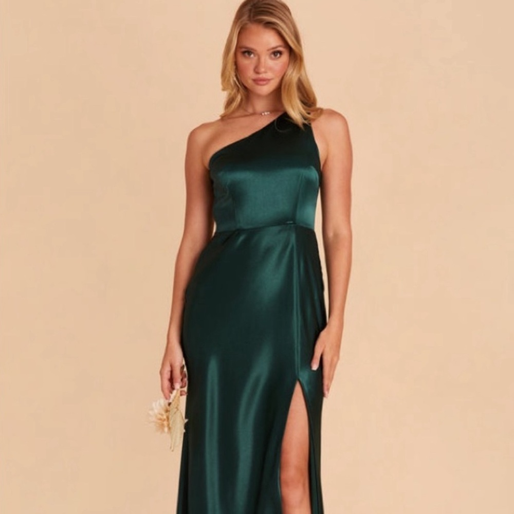 Birdy Grey One Shoulder Emerald Green Satin Dress Size XXL Kira Dress